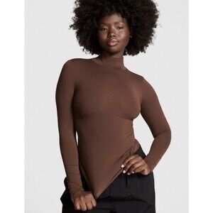 Victoria Secret PINK Brown XXL Base Stretch Crew Neck Long-Sleeve Top NWT